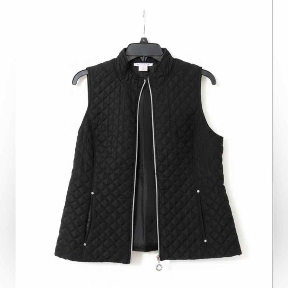 Allison Daley Black Quilted Vest Size PS